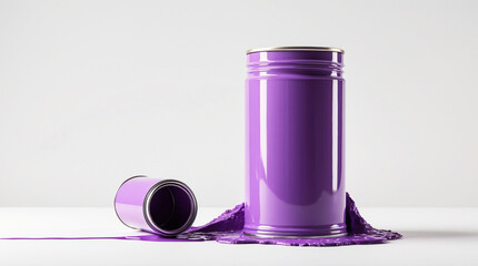 Purple Paint Can with Glossy Spill