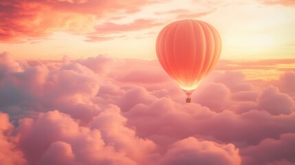 Fototapeta premium Scenic hot air balloon adventure over vibrant clouds in travel photography