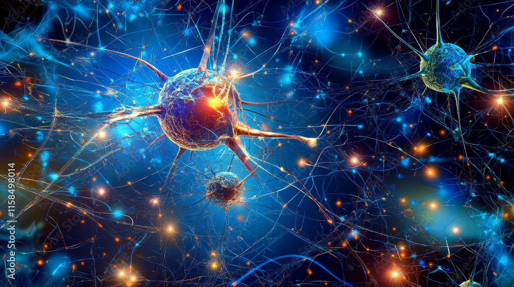 Poster modern abstract network science connection technology line dot and graphic design. on hi tech future