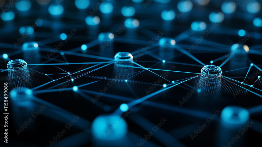 Poster abstract circle digital circuit concept light circle network connection blue digital background futu