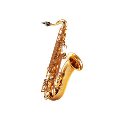 Naklejka premium Golden Tenor Saxophone Isolated on White Background