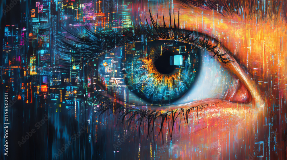 Poster abstract technology cyber security circle privacy information network concept padlock protection dig