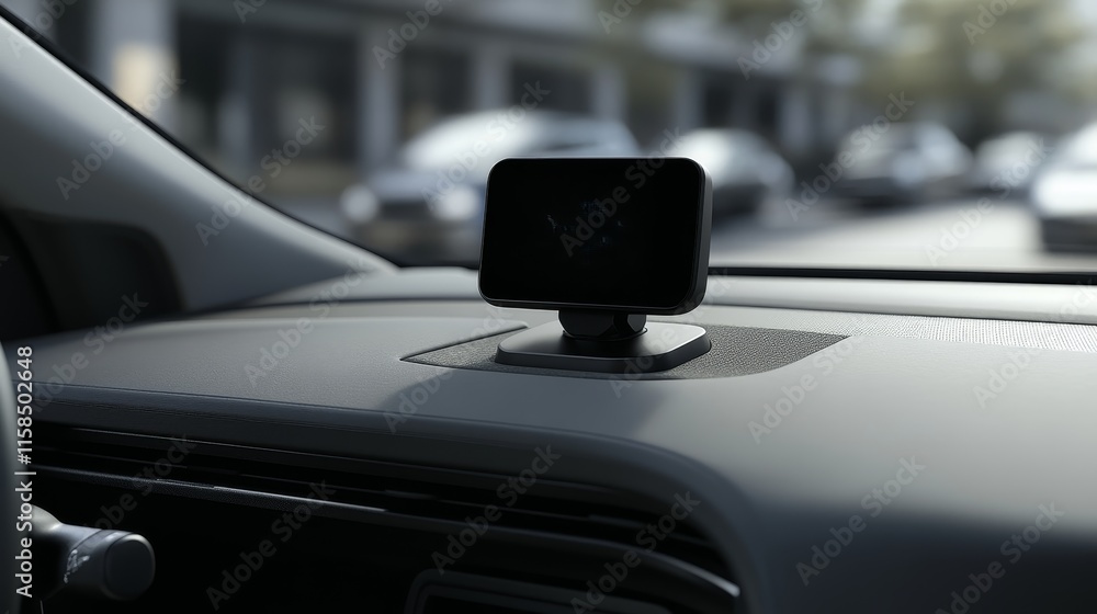 Poster a dashboard-mounted device displaying information in a vehicle.