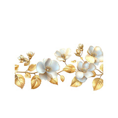 Elegant Gold and White Floral Branch Border