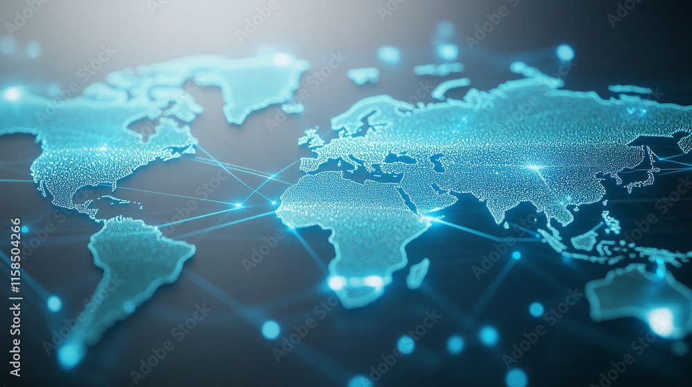 Wall mural globe interconnected with glowing networks,circuit boards,global technology and digital networks,ear
