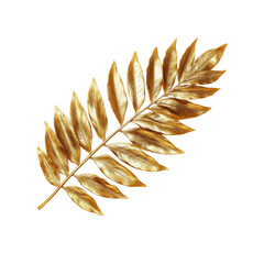 Golden Leaf on White Background Luxurious Nature Design Element