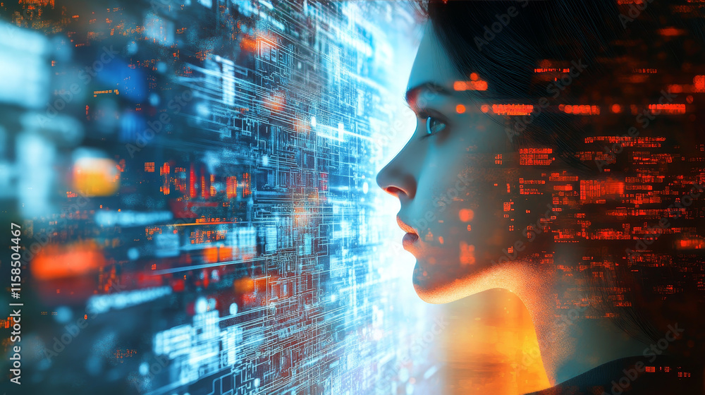 Poster abstract technology cyber security privacy information network concept shield protection digital net