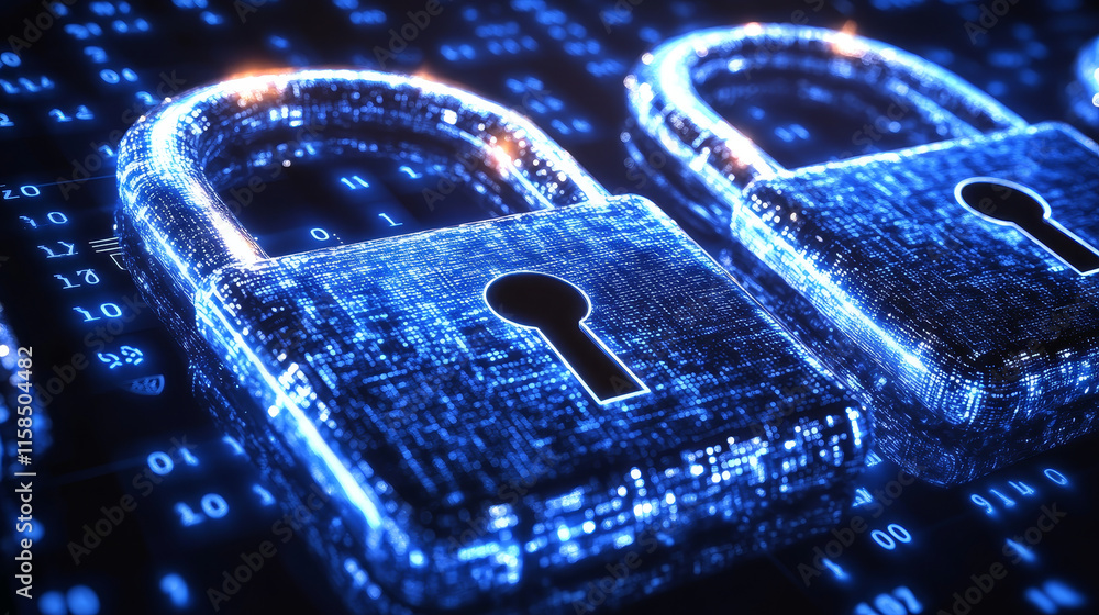 Poster abstract technology cyber security privacy information network concept shield protection digital net