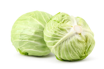 Fresh cabbageห isolated on white background. Clipping path.