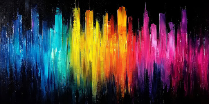  Vibrant Abstract Cityscape Art with Colorful Vertical Strokes