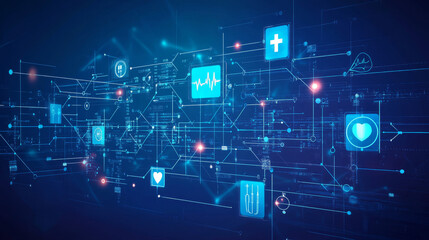 Abstract health medical science consist DNA digital technology concept modern future medical health care,Treatment,medicine on hi tech future blue background. for template, web design or presentation.