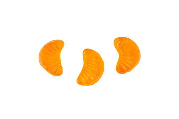 Fruit flavored worm shape, jelly candies. Isolated on transparent background.