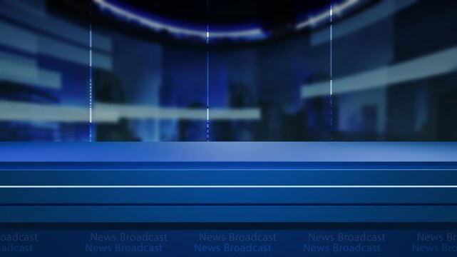 News studio background world map with anchor table