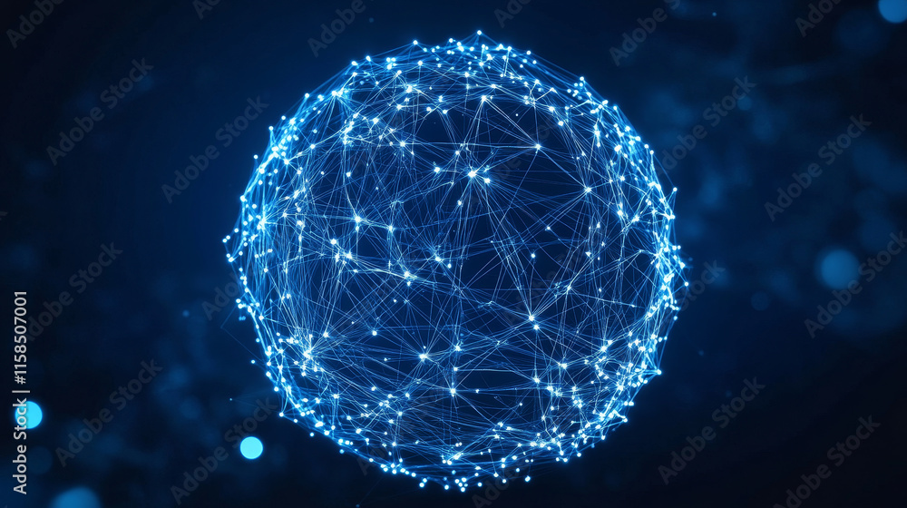 Poster abstract circle digital circuit concept light circle network connection blue digital copy space for 