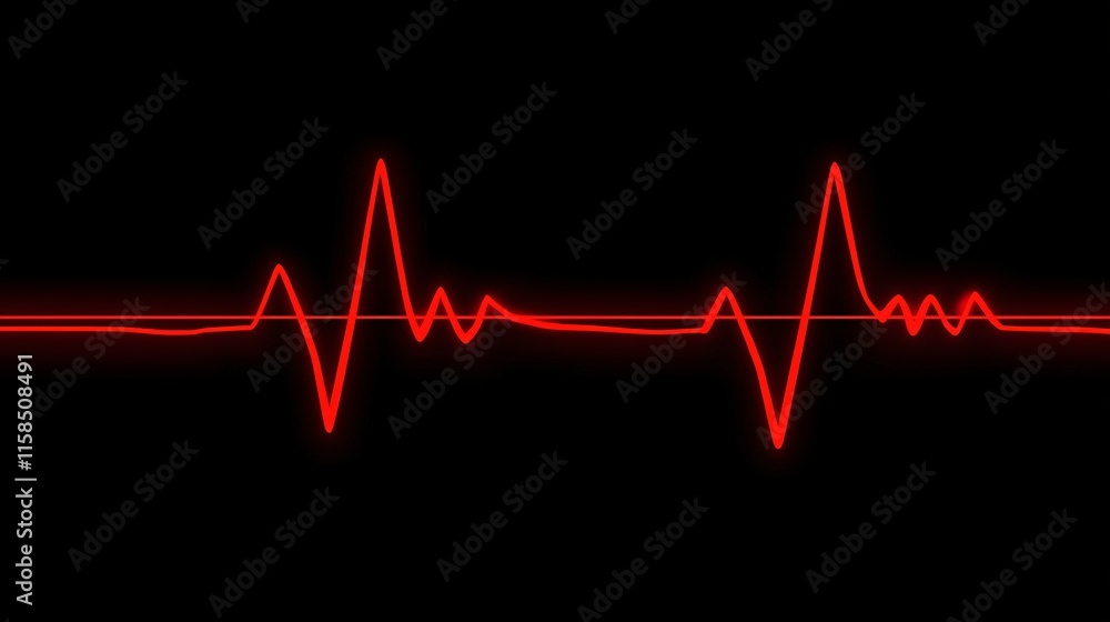 Poster a photostock of a close-up of a heartbeat trace on a digital screen