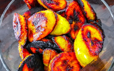 Fried plantains in the bowl in Mexico. © Arkadi