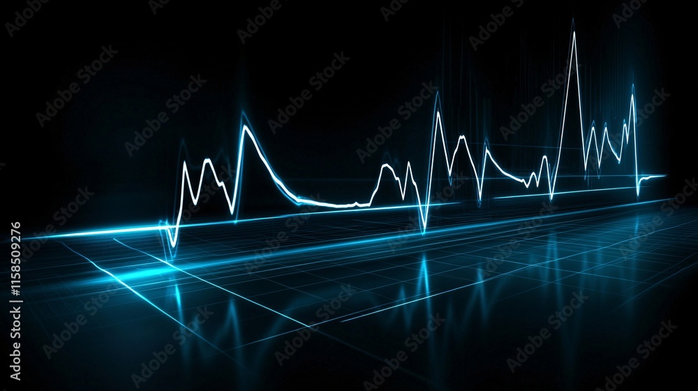 Poster a photostock of an ekg machine and its waveforms displayed