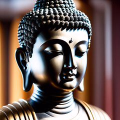 Tempel - Sanft beleuchtete Buddha-Statue in einem stillen Tempel