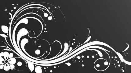 Dark gray background with white floral 