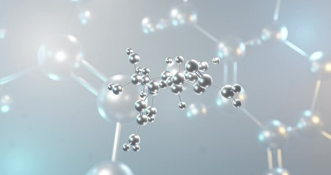 Saxitoxin rotating 3d molecule, molecular structure of neurotoxin, seamless video