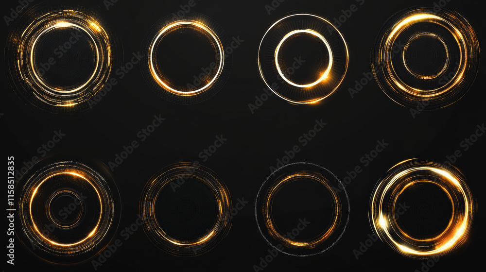 Poster abstract technology circle set use for interface graphic design elements motion modern technological
