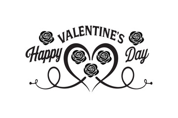 Happy Valentine's Day vector lettering inscription. handwriting Happy Valentine's Day text isolated on a white background.  Happy Valentine's Day typography illustration sticker.