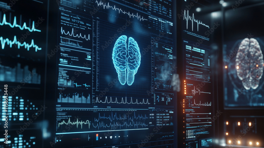 Poster abstract technology ui futuristic human medical hud interface hologram elements of digital data char