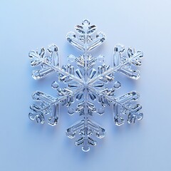 A simple snowflake glowing softly on a white background