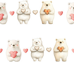 Seamless pattern with a cute bear. A repeating background with a bear. Children's seamless wallpaper in watercolor style.