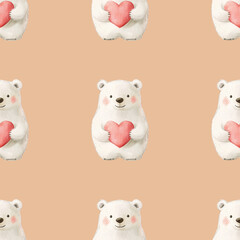 Seamless pattern with a cute bear. A repeating background with a bear. Children's seamless wallpaper in watercolor style.