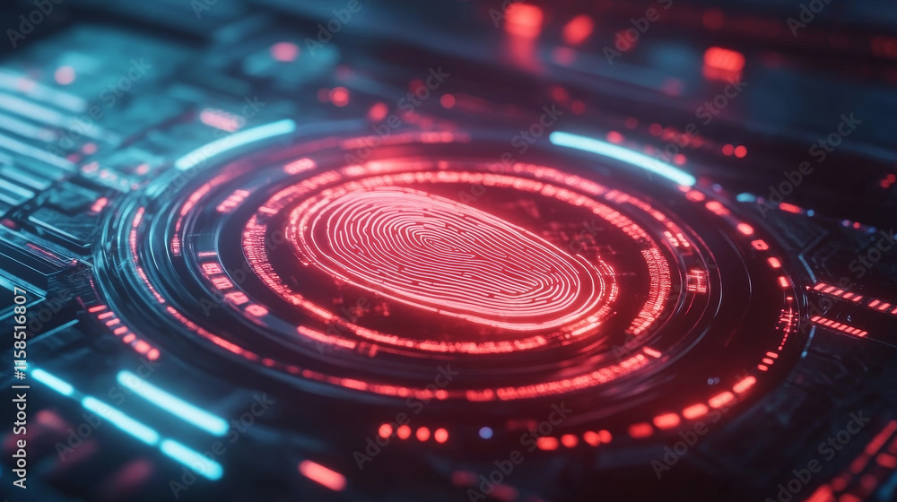 Poster abstract technology ui futuristic concept fingerprint hud interface hologram elements of digital dat