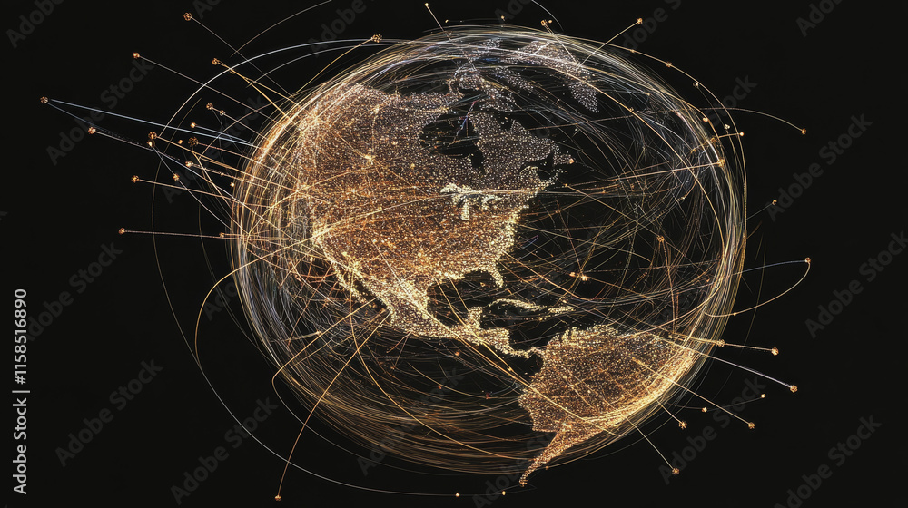 Poster abstract technology concept global network connection futuristic earth globe virtual hologram commun
