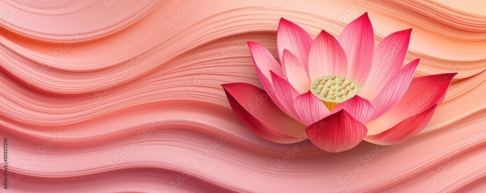Aufkleber lotus floral abstract background idea. a beautiful pink lotus flower floating on soft, wavy pink pat