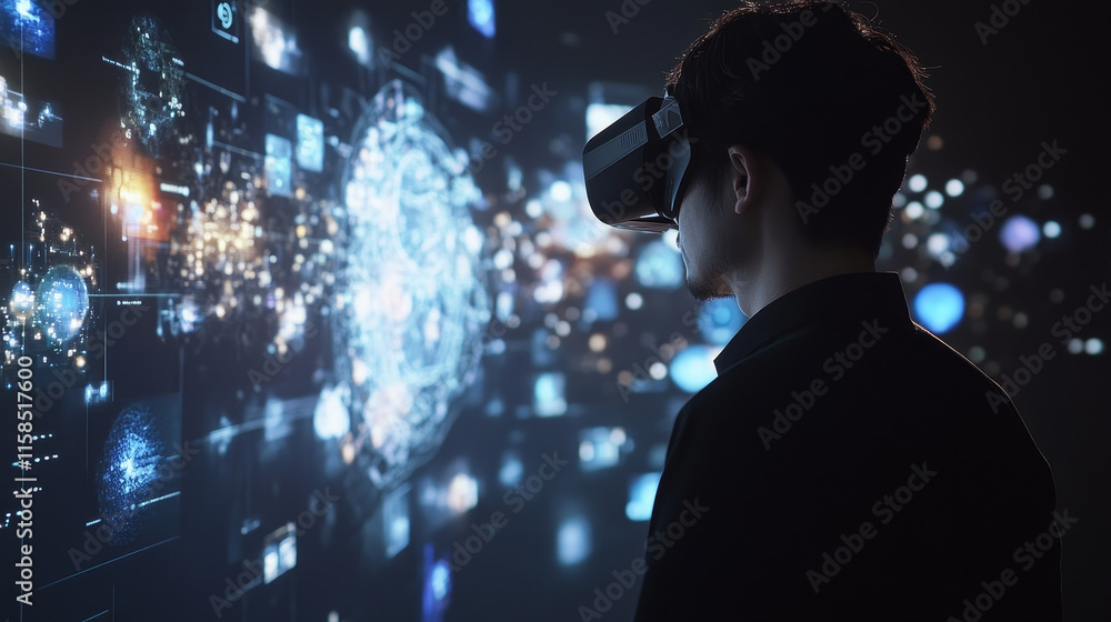 Poster abstract technology concept global network connection futuristic earth globe virtual hologram commun