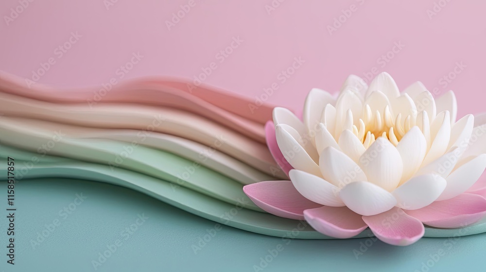 Poster lotus floral abstract background idea. beautiful water lily in soft pastel colors on a serene backgr