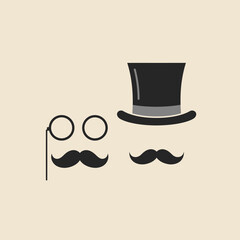 Fototapeta premium Classic Moustache and Bow Tie Barber Logo Vector - Male Accessories. 