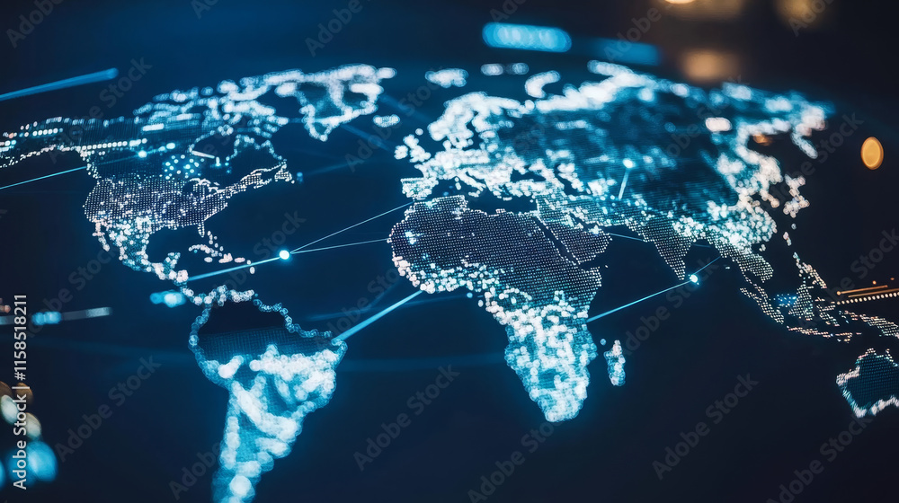 Poster abstract global digital technology ui futuristic concept world global map hud interface hologram inn