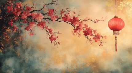 Celebrating chinese new year red and gold watercolor background spa inspiration for tranquil spaces