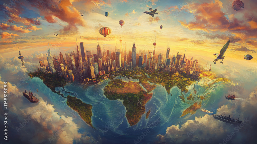 Poster abstract technology concept global network connection futuristic earth globe virtual hologram commun