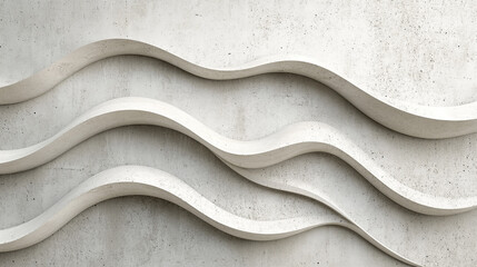 Three wavy lines of textured concrete create a modern aesthetic in a contemporary space