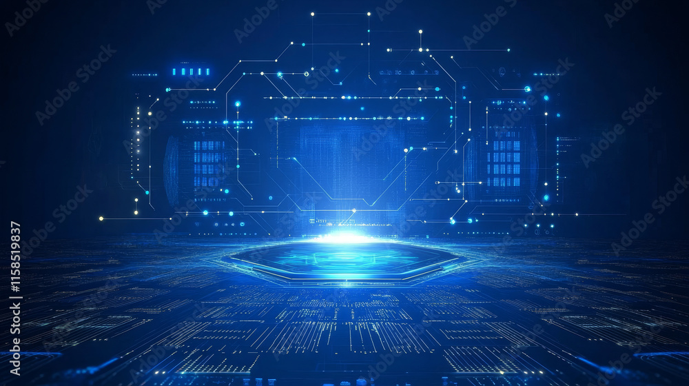 Poster modern abstract network science connection technology internet and graphic design. on hi tech future