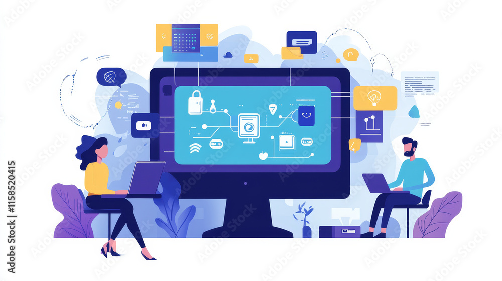 Poster modern abstract network science connection technology internet and graphic design. on hi tech future