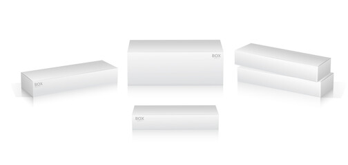 Set illustration of Super Realistic White Box Mockup Design isolated 