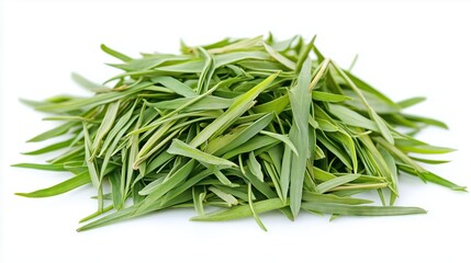 Fototapeta premium Pile of tarragon leaves, estragon isolated on white background