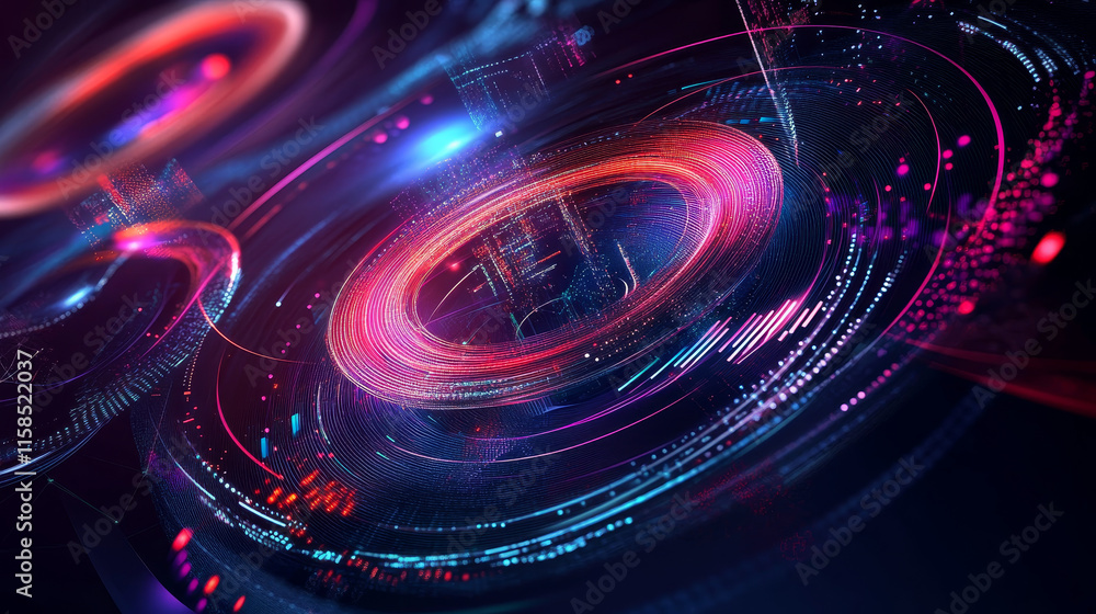 Poster abstract technology grey white background with various technology concept elements digital data char