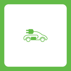 Green electric car icon symbolizing eco-friendly transport and sustainable energy. Perfect for EV, green tech, and renewable energy projects.