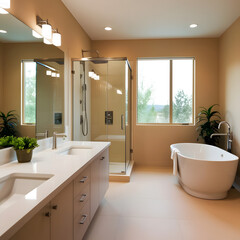 modern bathroom with white tiles