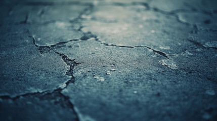 Obraz premium Cracked asphalt surface under soft lighting highlighting texture and patterns