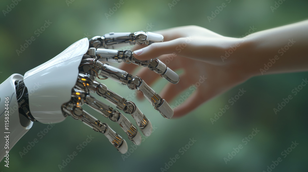 Poster abstract technology artificial intelligence concept big data digital human head in robot and digital