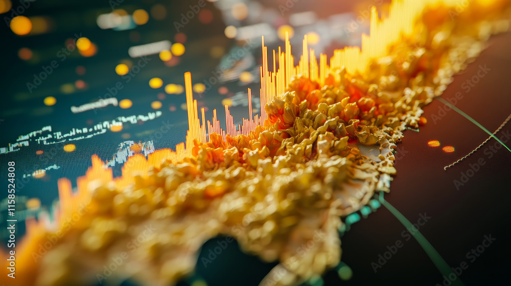 Poster abstract graph chart of stock financial trading on analysis map world background.